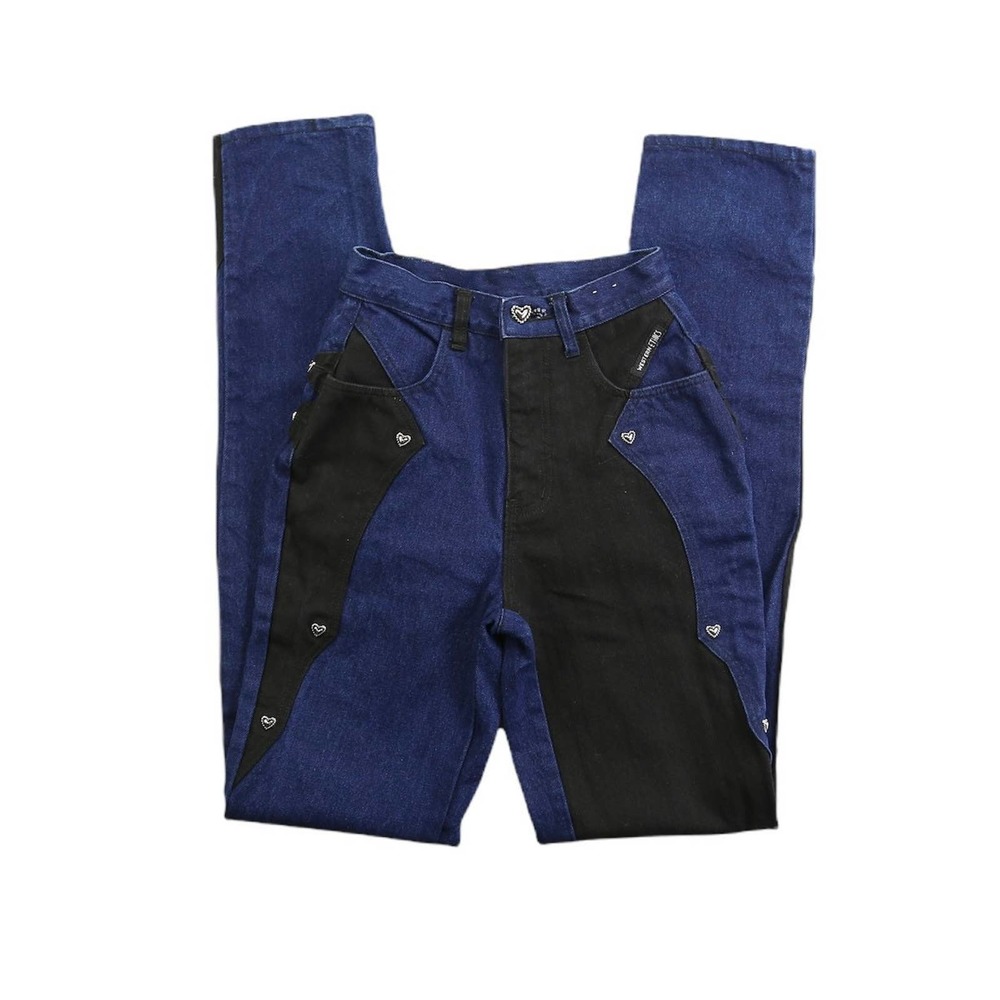 Vintage Western Ethics Two tone Color Block Heart Jeans